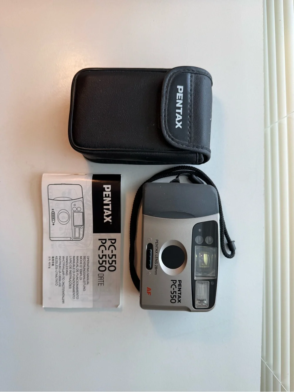 Pentax PC-550 Compact 35mm Film Camera - Black/Silver-Untested